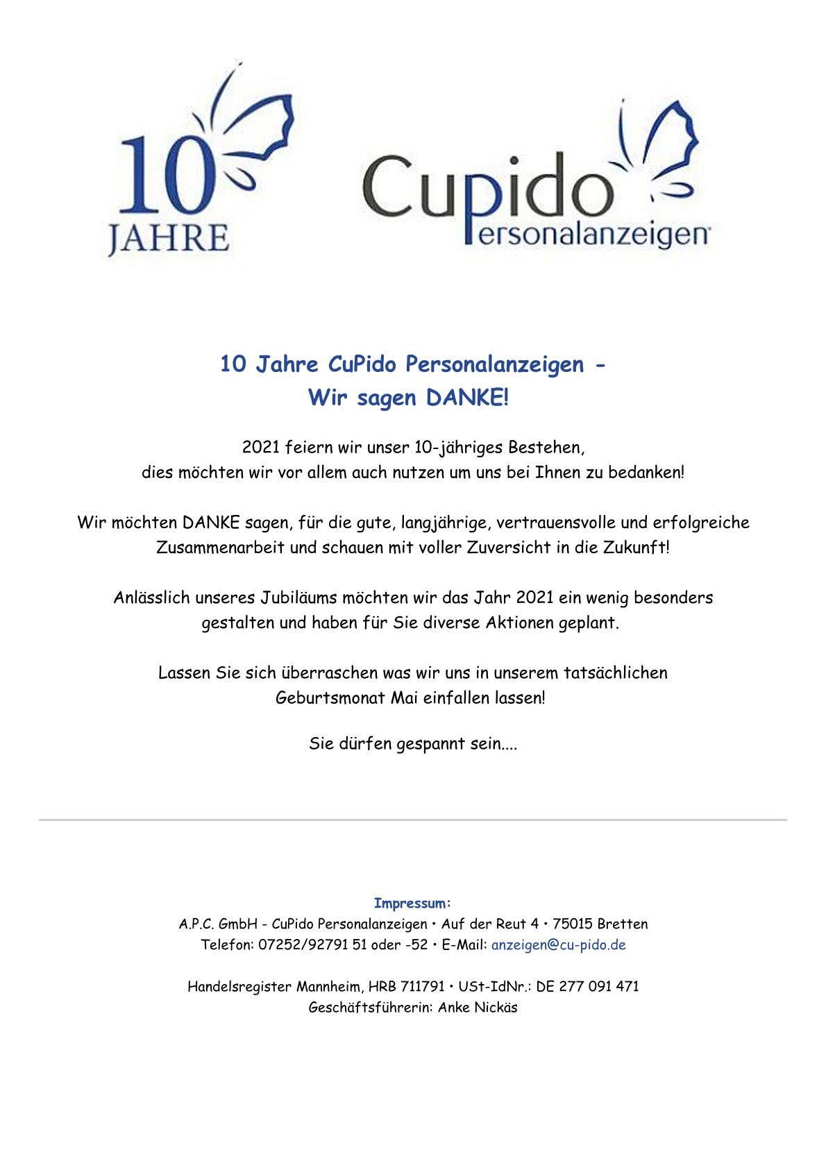 10 Jahre CuPido Personalanzeigen _ Mail 1
